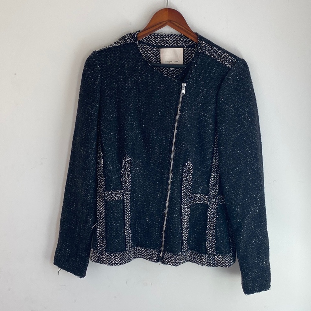 Rebecca Taylor Black and White Tweed Blazer